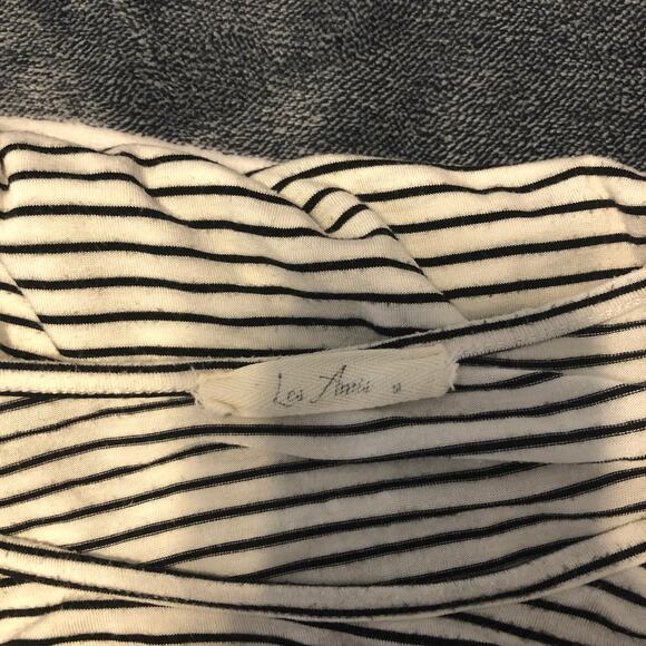 Striped White and Black Long Sleeves Tie Knot Shirt Top Size Medium - Picture 3 of 9